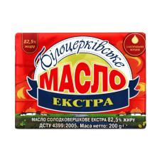 Масло верш. ЕКСТРА Білоцерк. 82% 200 г